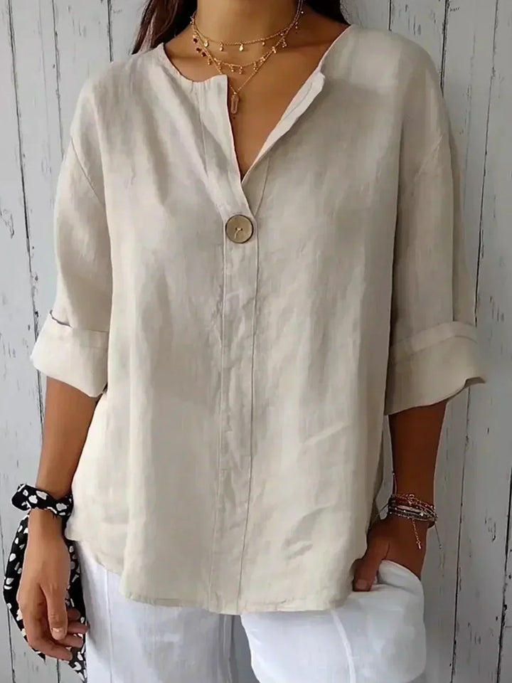 Louise™ | Blouse Minimaliste en Lin à Boutons