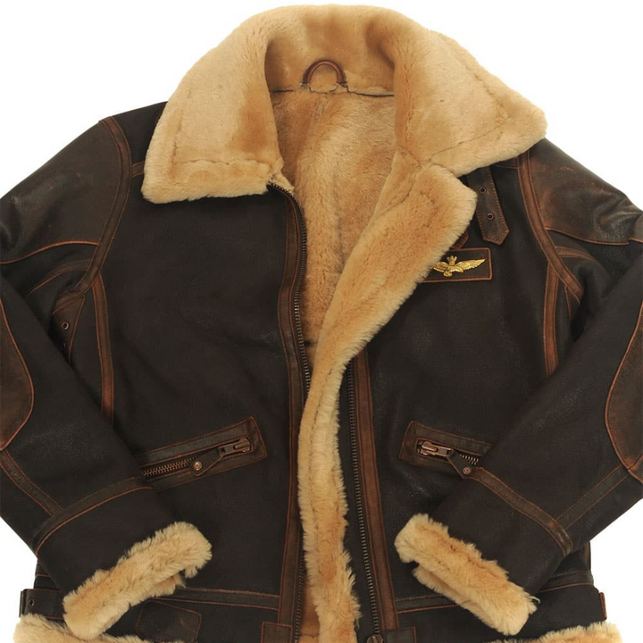 Gérard™ | Veste en cuir aviateur doublée de shearling