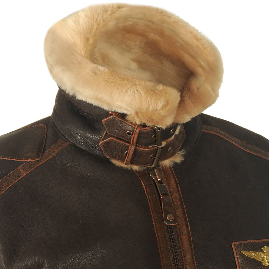 Gérard™ | Veste en cuir aviateur doublée de shearling