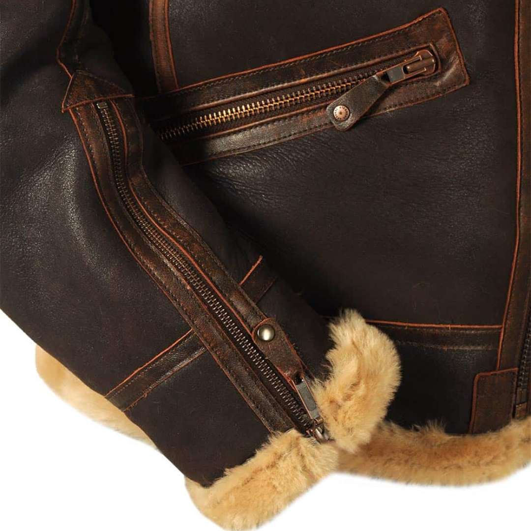 Gérard™ | Veste en cuir aviateur doublée de shearling