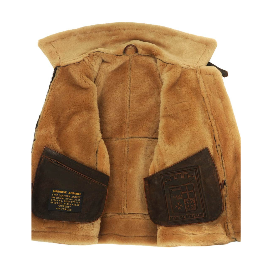 Gérard™ | Veste en cuir aviateur doublée de shearling