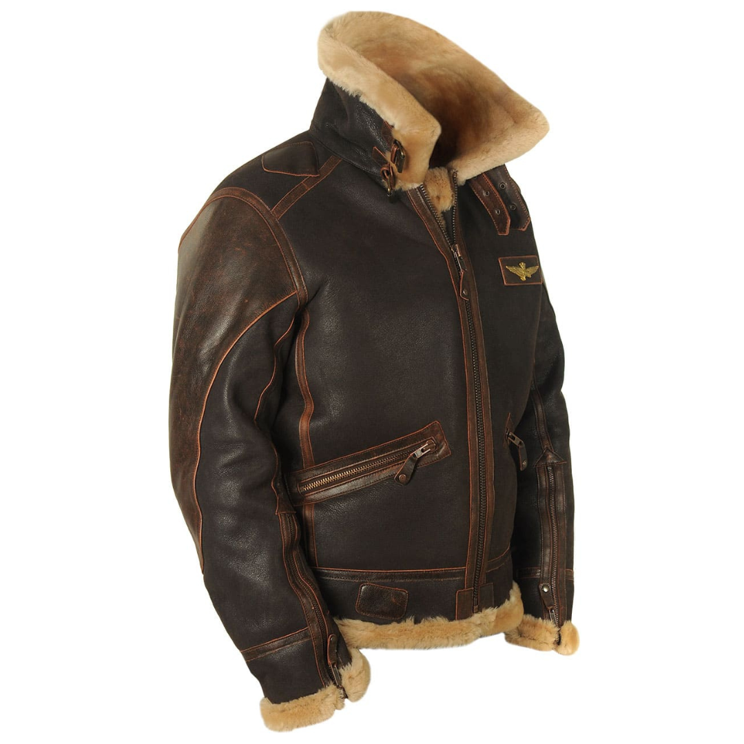 Gérard™ | Veste en cuir aviateur doublée de shearling