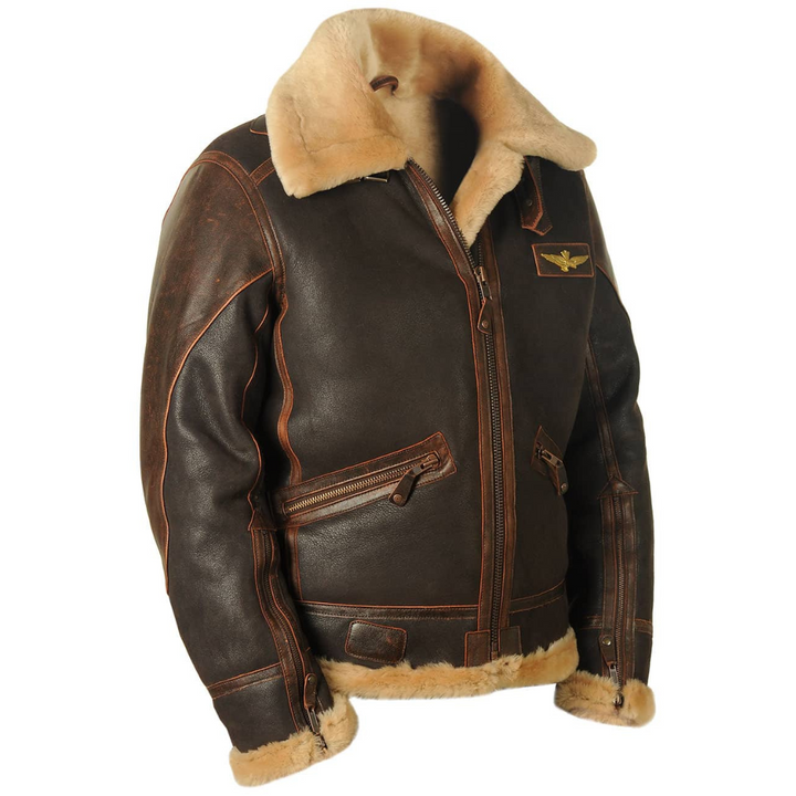 Gérard™ | Veste en cuir aviateur doublée de shearling