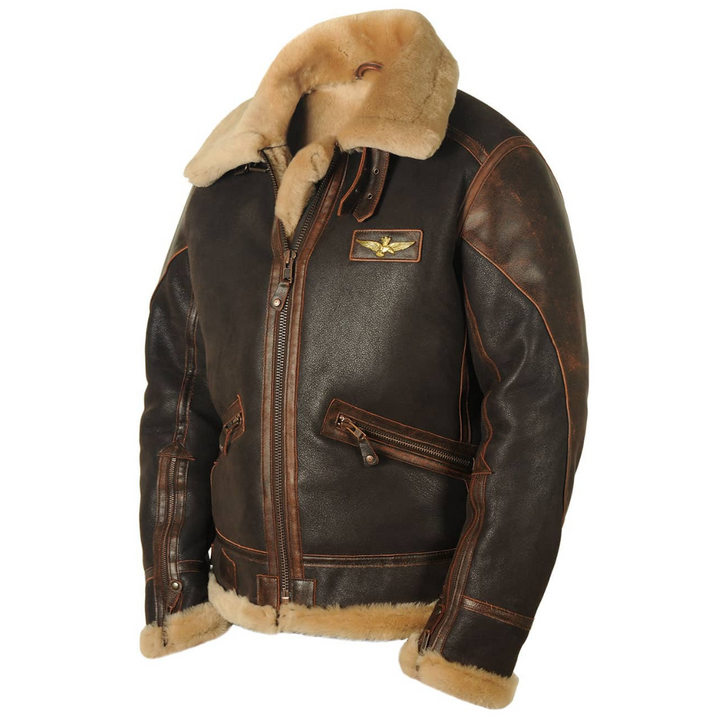 Gérard™ | Veste en cuir aviateur doublée de shearling