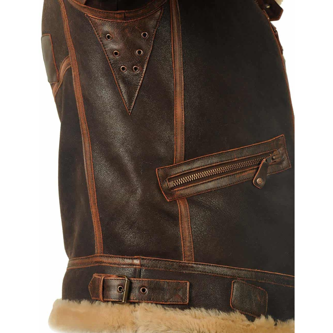 Gérard™ | Veste en cuir aviateur doublée de shearling