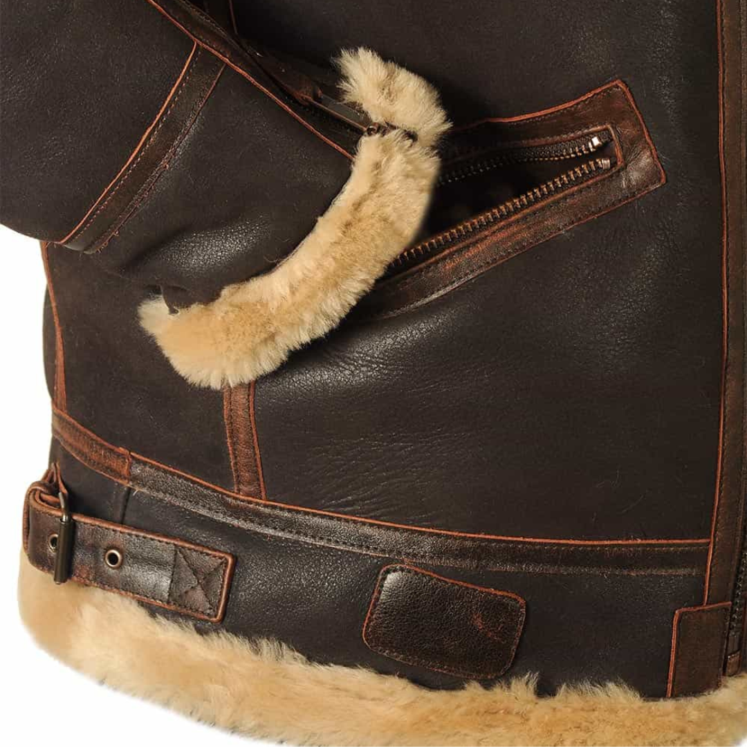 Gérard™ | Veste en cuir aviateur doublée de shearling